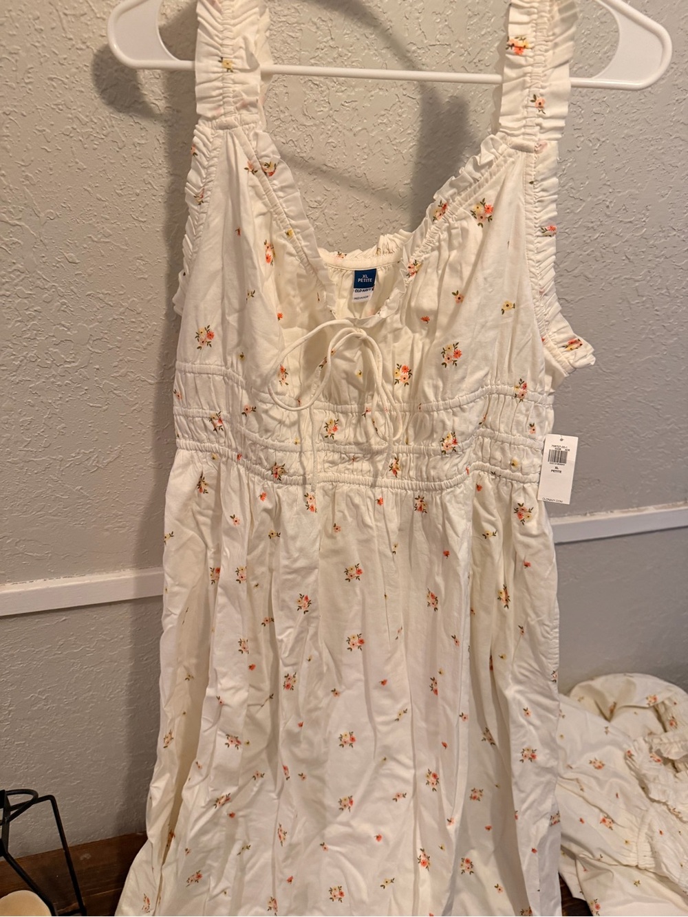Old Navy White Floral Smocked Sundress with Ruffle Straps
